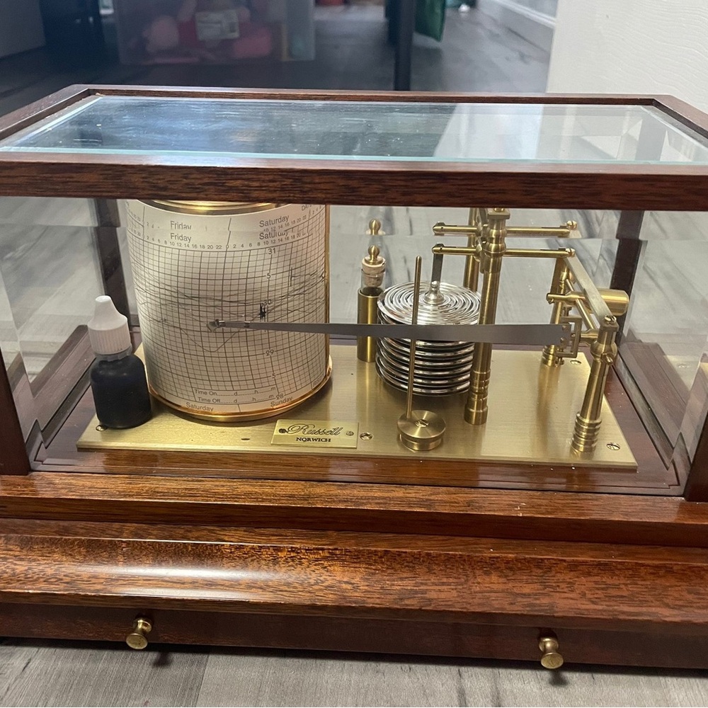 Vintage Brass and Wood Barometer